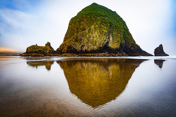 Haystack Rock, Canon Beach sunrise during low tide
