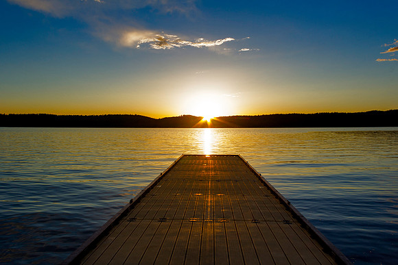 Lake Payette Sunset With dock.